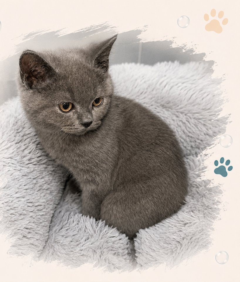 Grey kitten groomed at Your Dog Grooming Salon